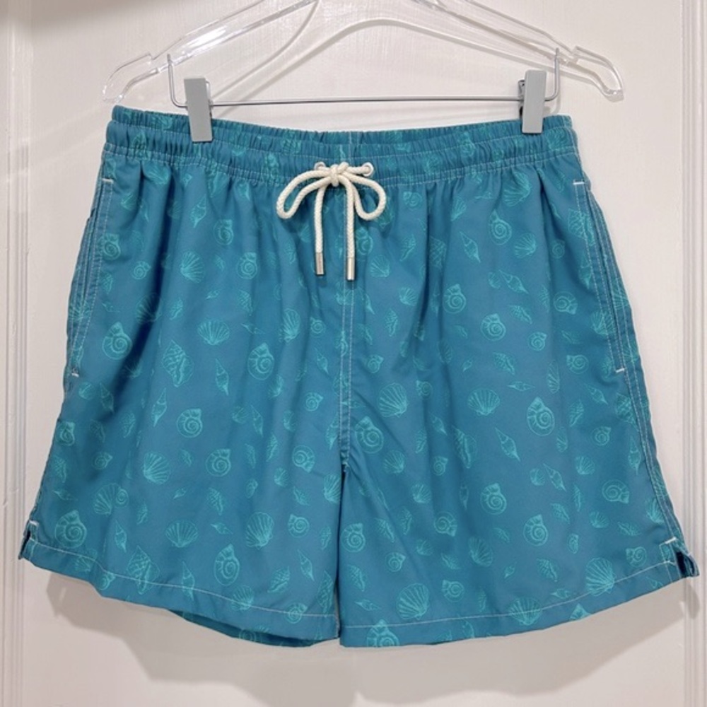 NWT Blue Coast Yachting Medium swim trunk Teal shell print